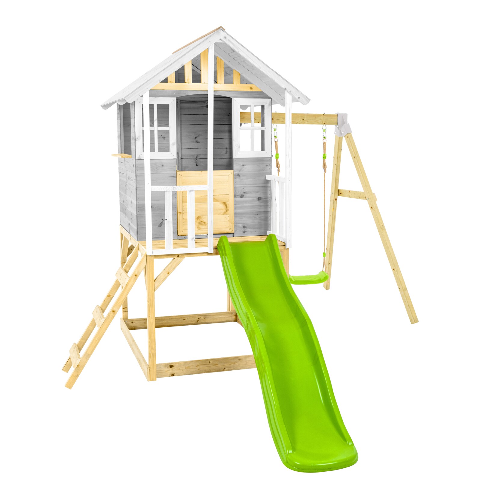 Zwerkules Spielhaus Valli 2 inkl. Rutsche & Schaukel 352x280x244cm