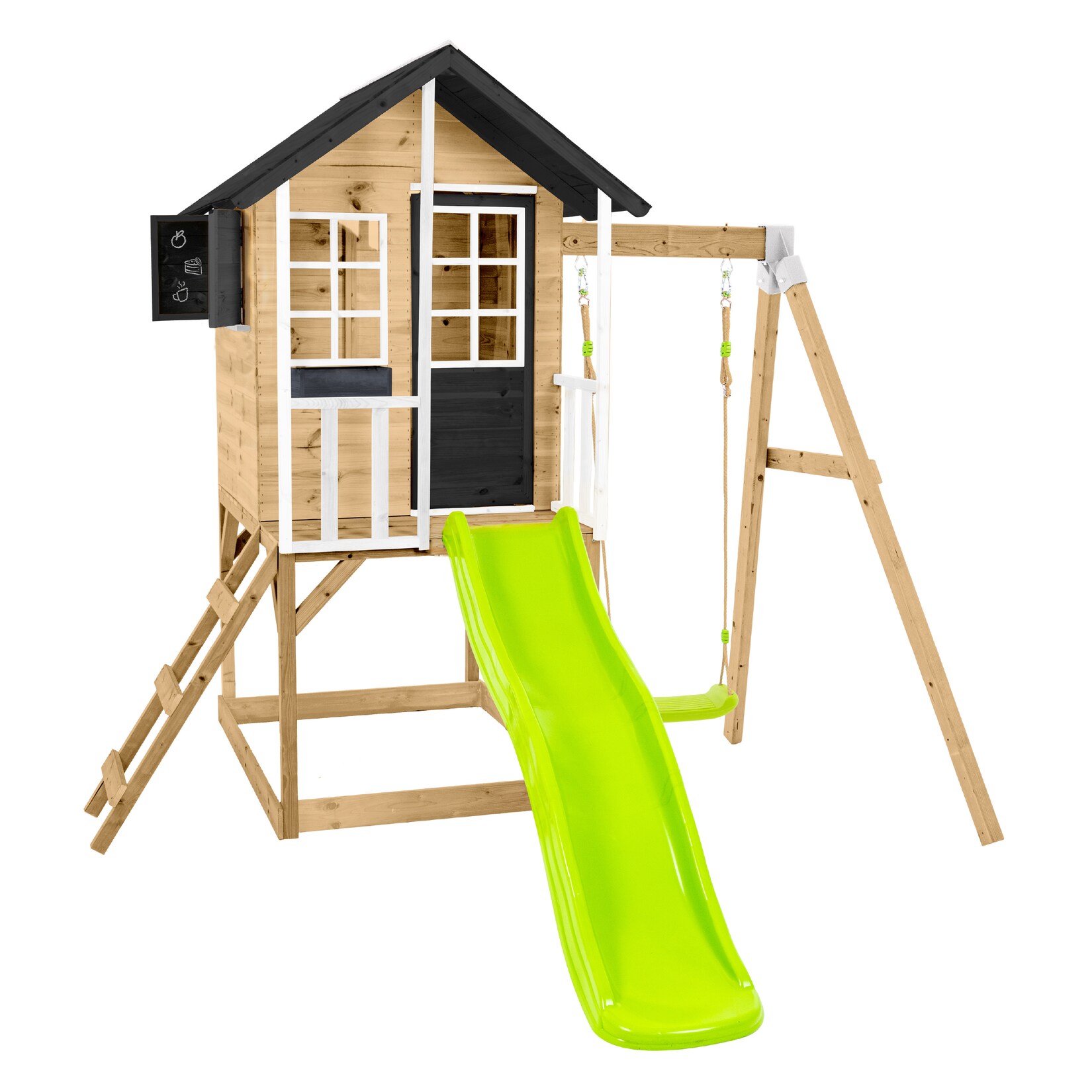 Zwerkules Spielhaus Holli 2 inkl. Rutsche & Schaukel 352x280x224cm