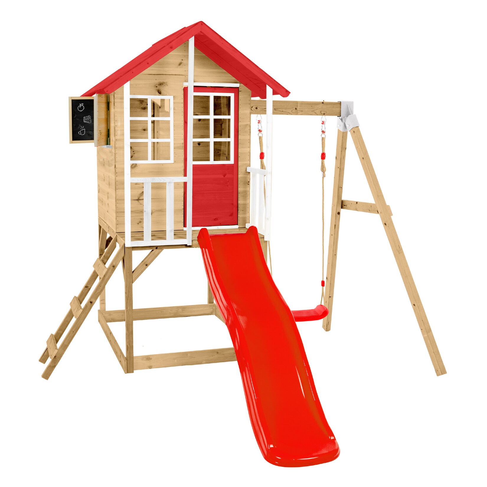Zwerkules Spielhaus Lolla 2 inkl. Rutsche & Schaukel 352x280x224cm