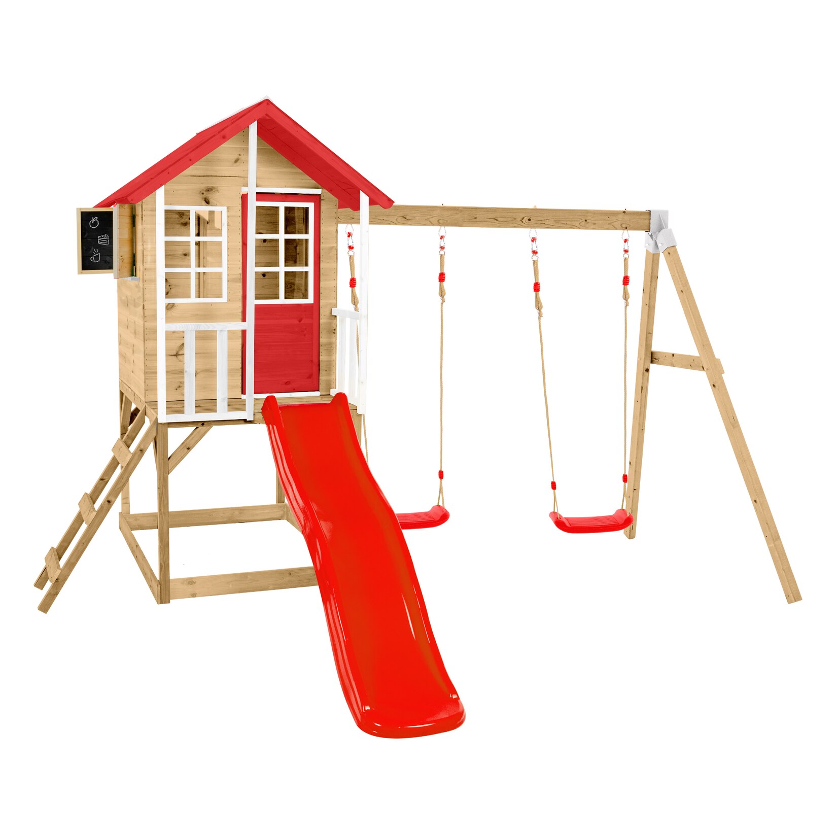 Zwerkules Spielhaus Lolla 3 inkl. Rutsche & Doppelschaukel 352x370x224cm