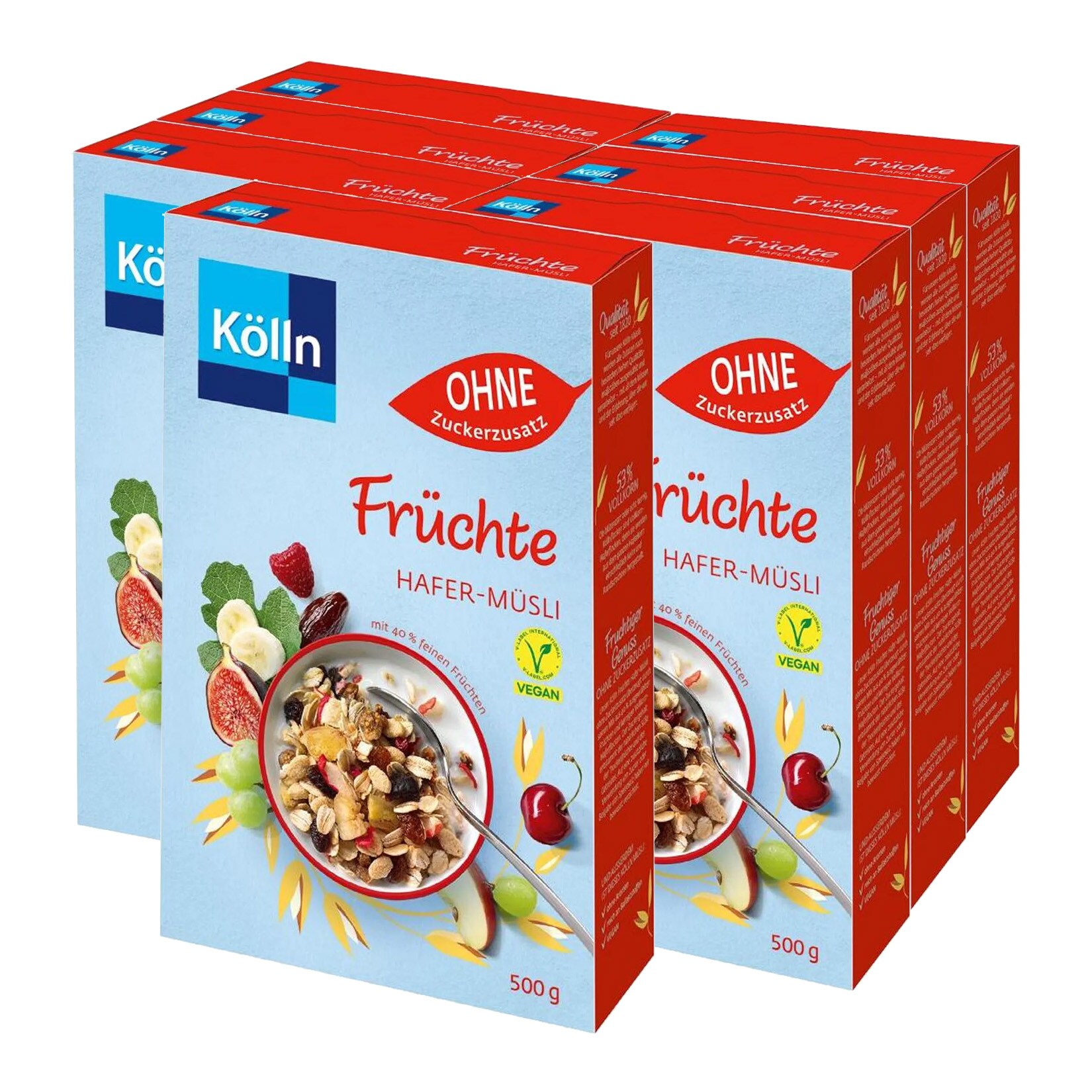 K&ouml;lln Knusper Fr&uuml;chte ohne Zucker M&uuml;sli 500 g, 7er Pack - Bild 1