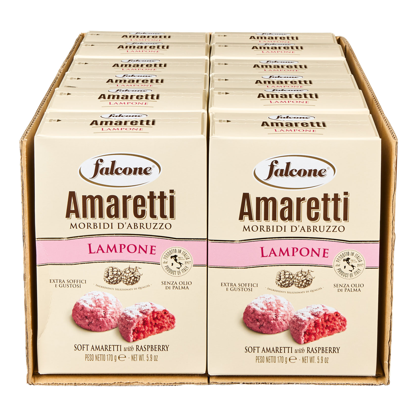 Falcone Amaretti Morbidi d&lsquo;Abruzzo Lampone - Himbeere 170 g, 12er Pack - Bild 1