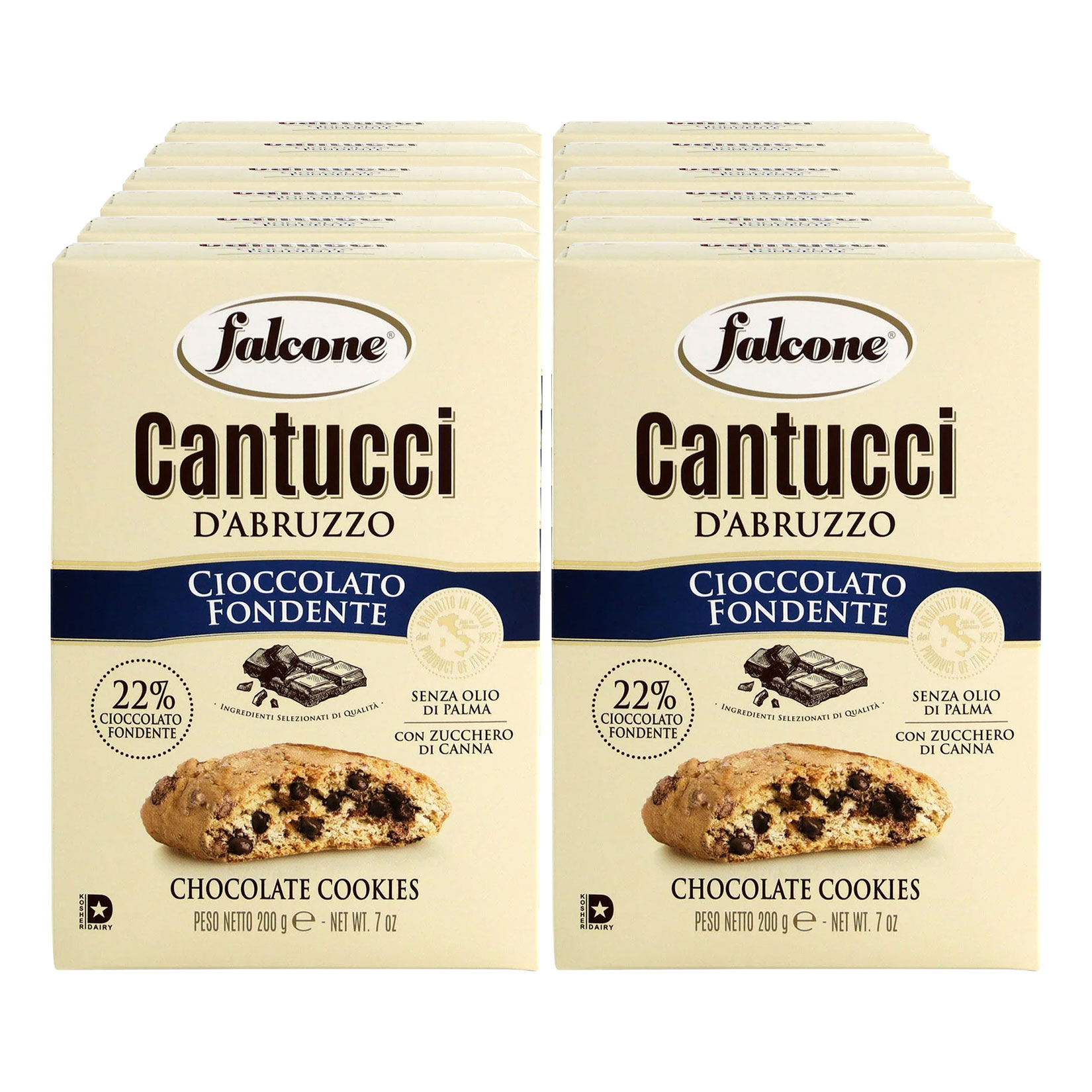 Falcone Cantuccini Cioccolato 200 g, 12er Pack - Bild 1