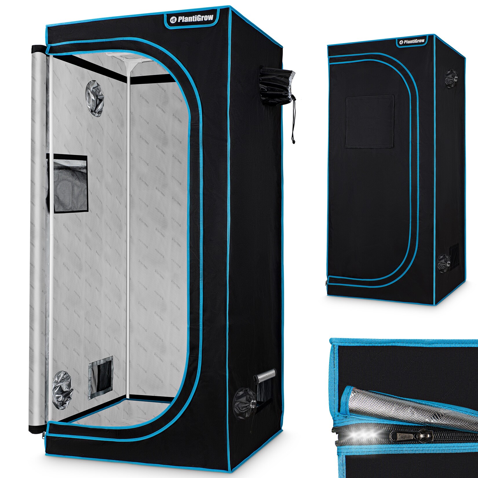 PlantiGrow - Growbox – Indoor Gewächshaus, Anzuchtzelt, Zuchtzelt, Anbauzelt - 120x60x180