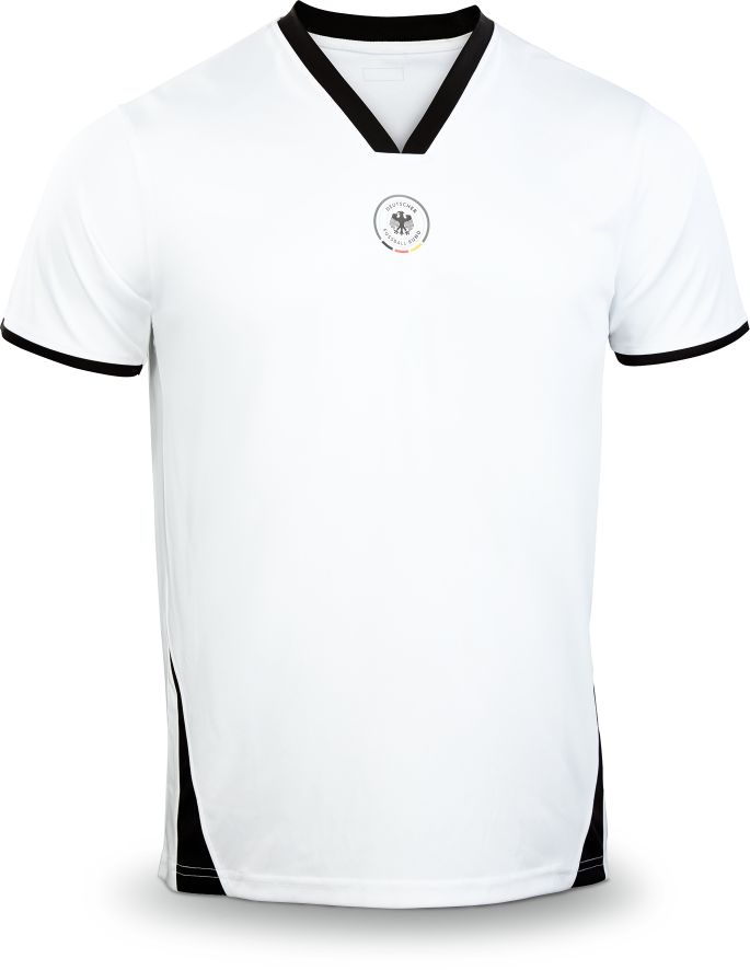 DFB Herren Fan-Shirt in Gr. M, V-Neck, wei&szlig;, 100% Polyester - Bild 1