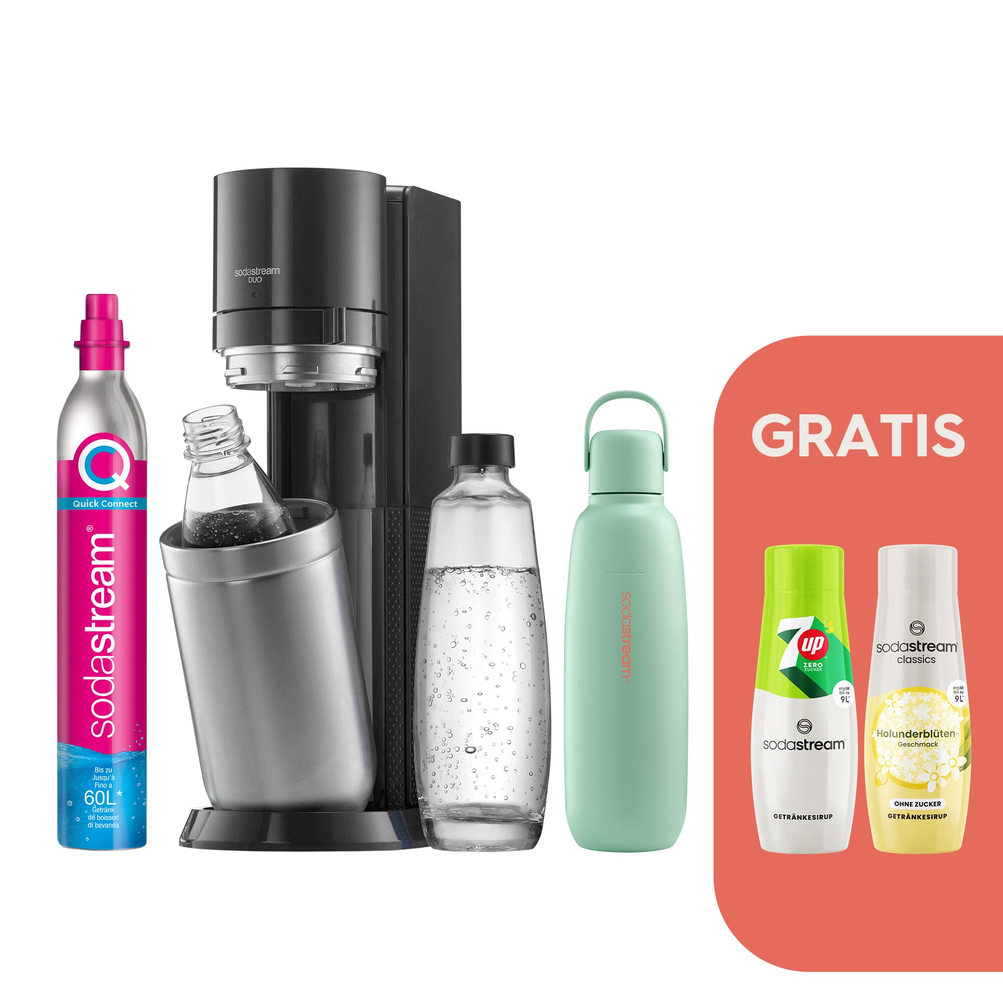 Sodastream DUO Titan Wassersprudler Bundle Titan (Mint) Allround + Sirup - Bild 1