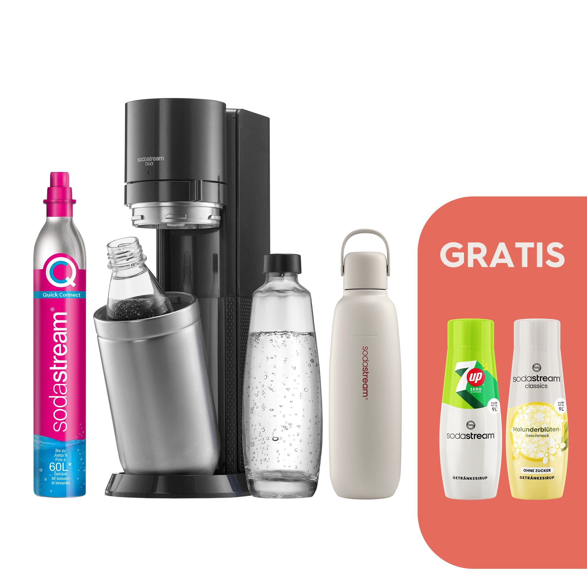Sodastream DUO Titan Wassersprudler Bundle Titan (Sand) Allround + Sirup - Bild 1