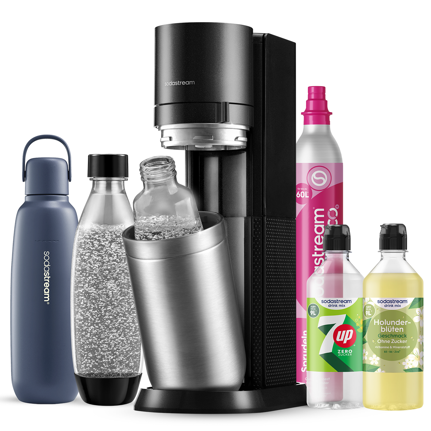 Sodastream DUO Titan Wassersprudler Bundle Titan (Storm) Allround + Sirup