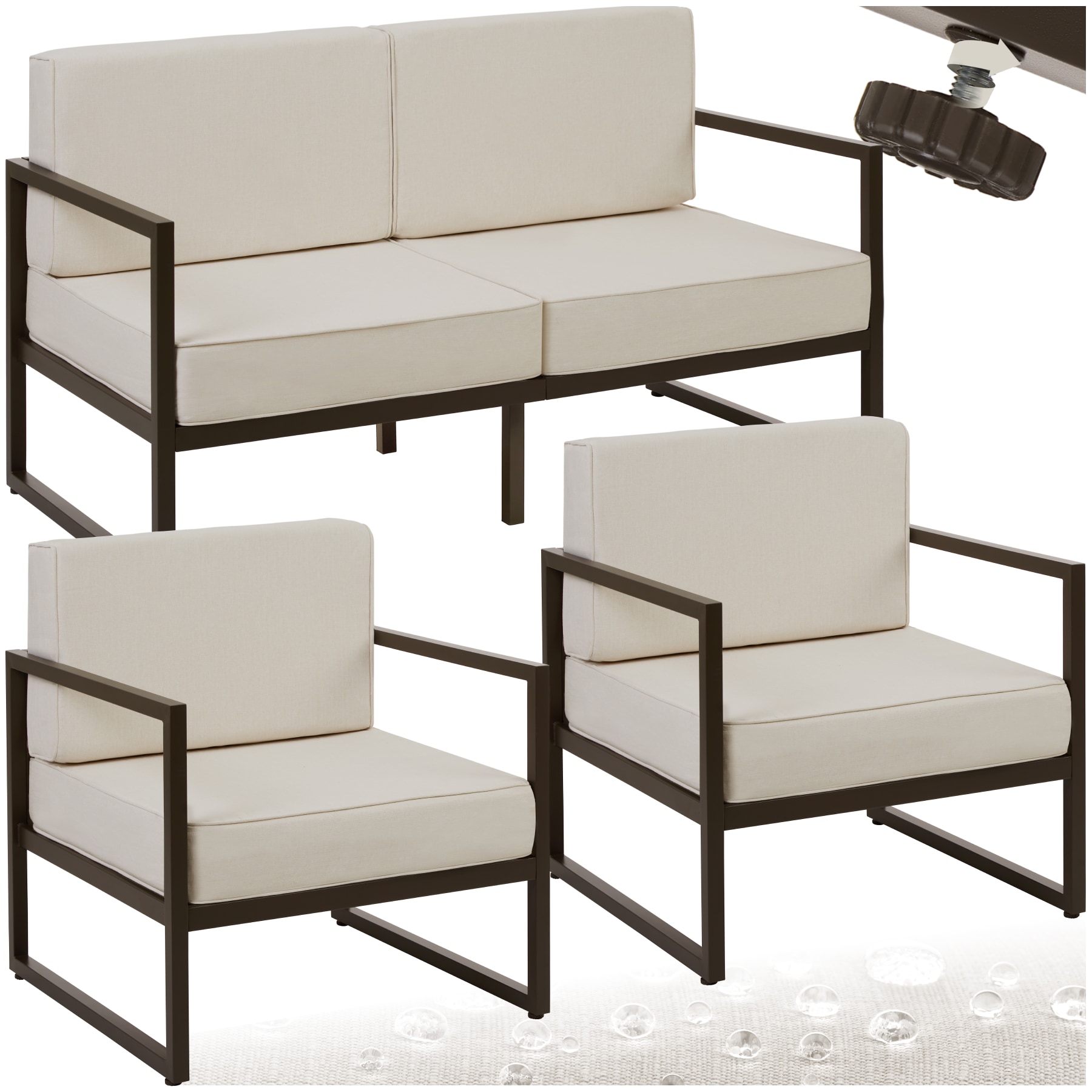tectake&reg; Garten-Loungeset, f&uuml;r 4 Personen, Dicke der Sitzpolster 14 cm, pulverbeschichtete Stahlgestelle, h&ouml;henverstellbare F&uuml;&szlig;e - Bild 1