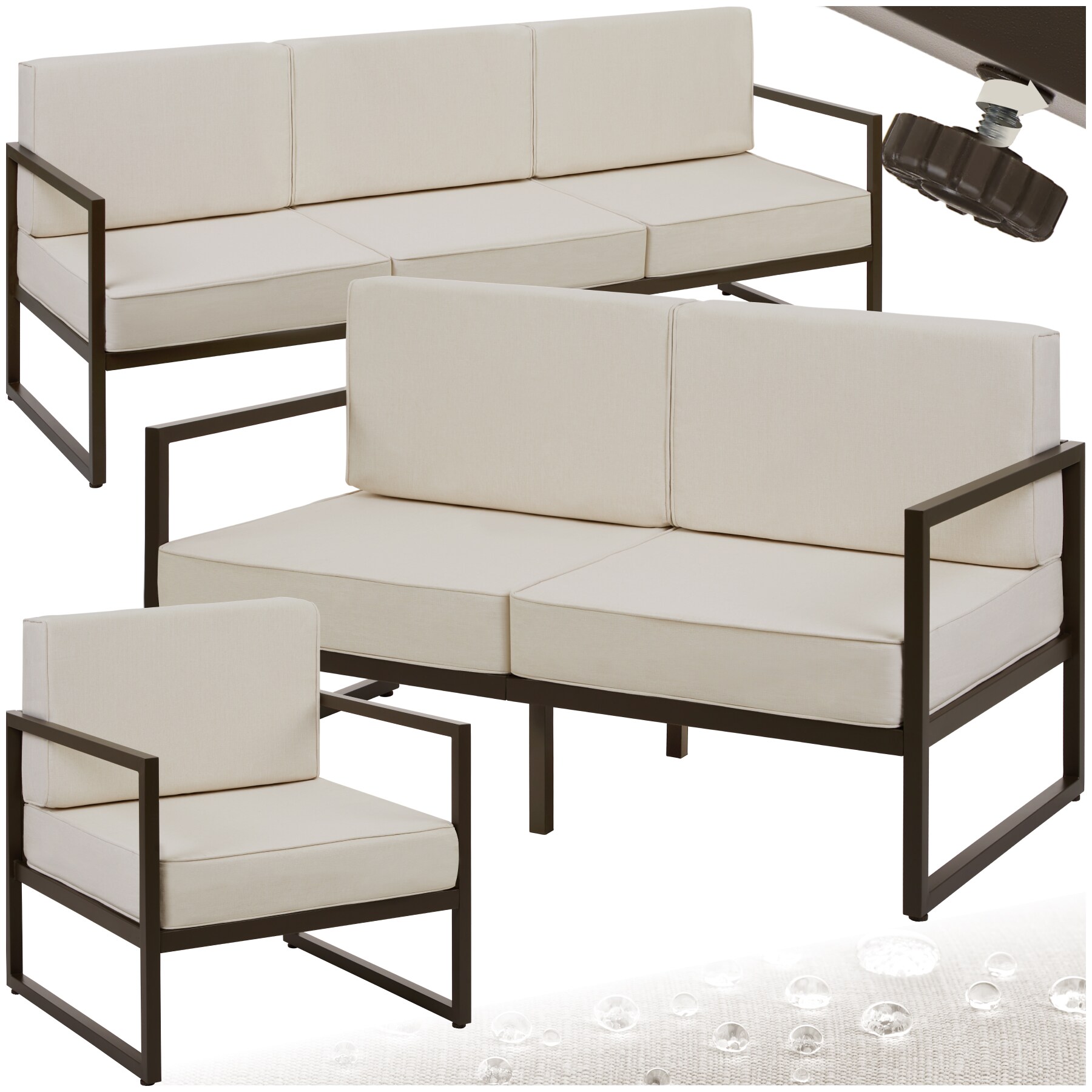 tectake&reg; Garten-Loungeset, f&uuml;r 6 Personen, Dicke der Sitzpolster 14 cm, pulverbeschichtete Stahlgestelle, h&ouml;henverstellbare F&uuml;&szlig;e - Bild 1