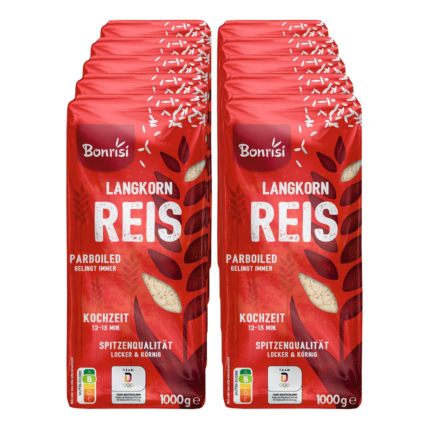 Bonrisi Parboiled Langkornreis lose 1kg, 10er Pack - Bild 1