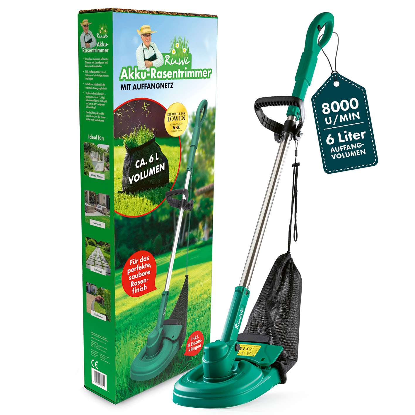 Ruwi Akku-Rasentrimmer mit Auffangbeh&auml;lter 12V - Bild 1