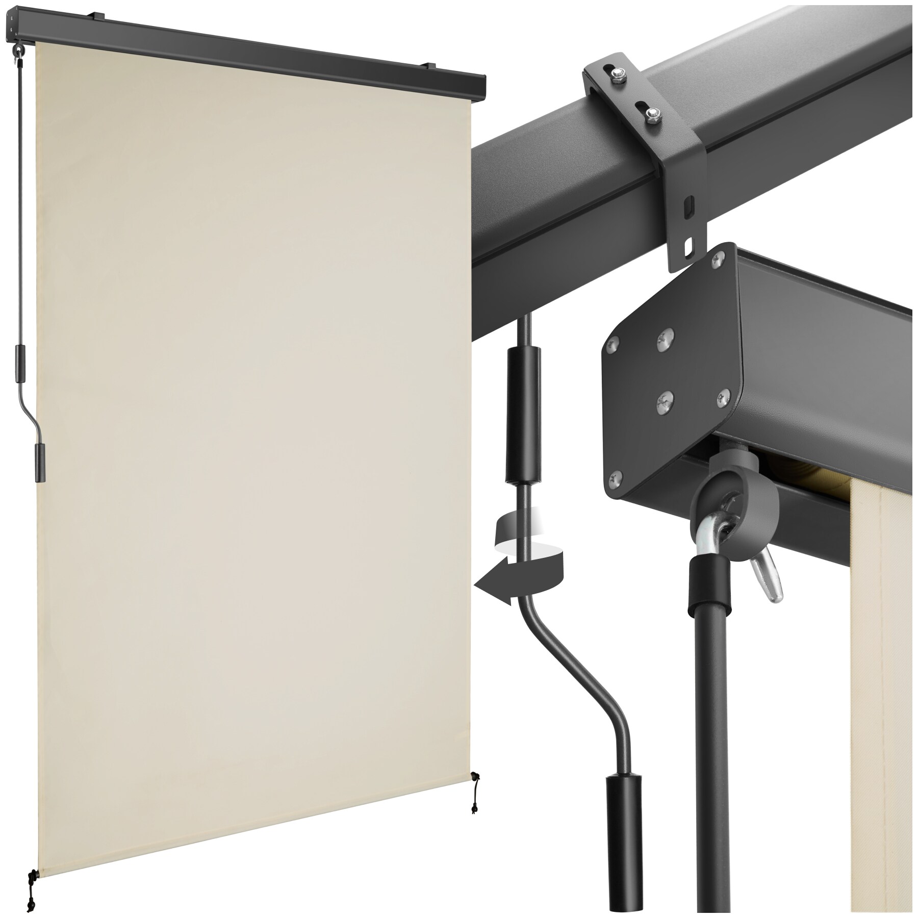 tectake&reg; Senkrechtmarkise, verschiedene Gr&ouml;&szlig;en, pulverbeschichtetes Aluminiumgeh&auml;use, inkl. Wandhaltern - Bild 1