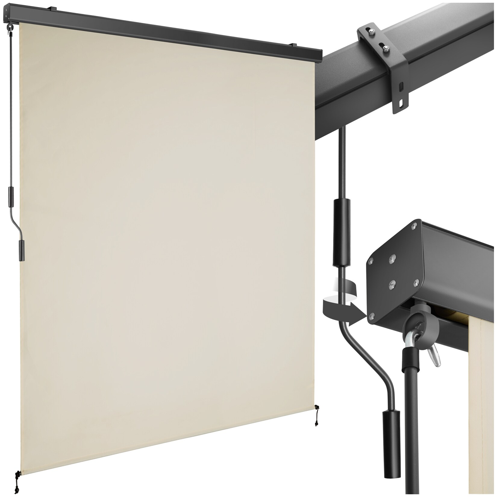 tectake® Senkrechtmarkise, verschiedene Größen, pulverbeschichtetes Aluminiumgehäuse, inkl. Wandhaltern