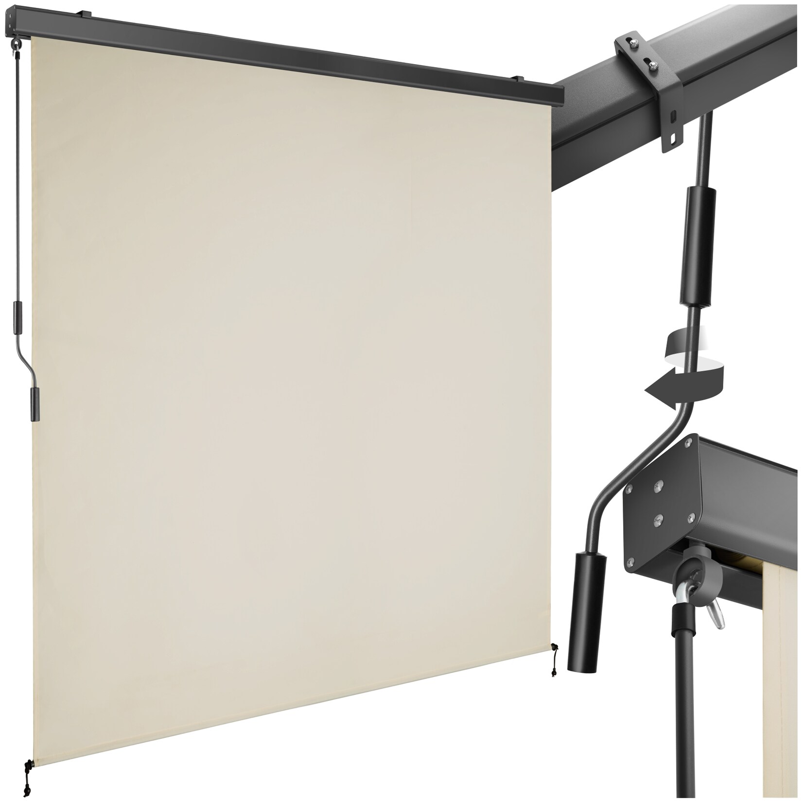 tectake® Senkrechtmarkise, verschiedene Größen, pulverbeschichtetes Aluminiumgehäuse, inkl. Wandhaltern