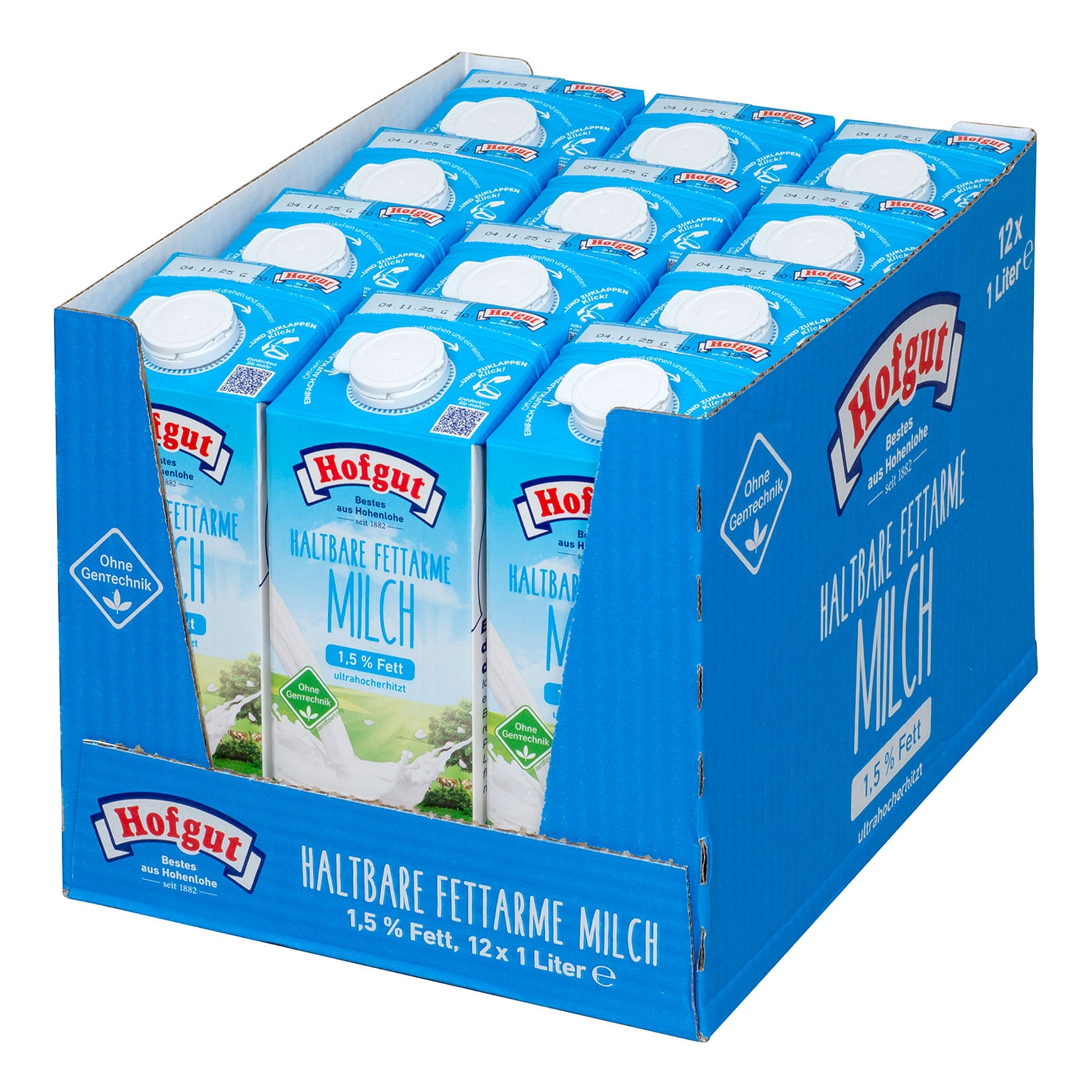 Hofgut Fettarme H-Milch 1,5% 1 Liter, 12er Pack - Bild 1