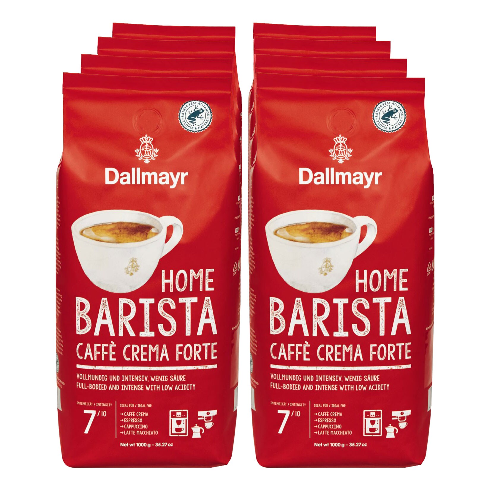 Dallmayr Home Barista Crema Forte ganze Bohnen 1 kg, 8er Pack - Bild 1