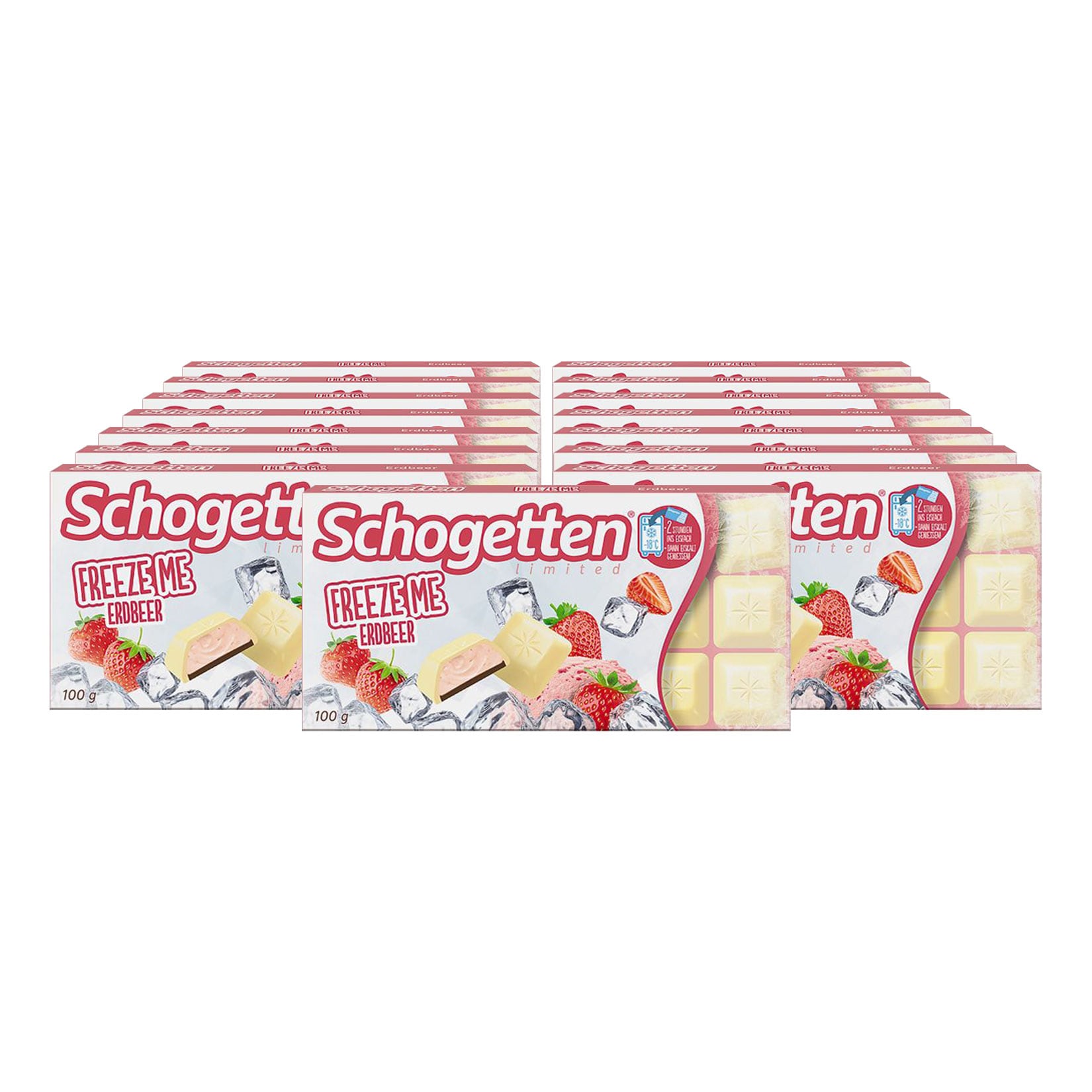 Schogetten Freeze Me Erdbeere 100 g, 15er Pack - Bild 1