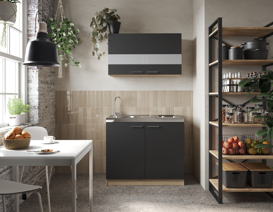 Respekta Merle Küchenmöbel – Set 3 – versch. Ausführungen – schwarz | 04262421977842