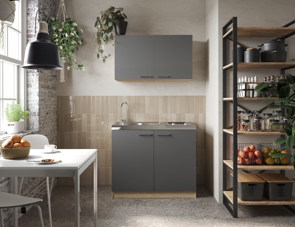 Respekta Merle Küchenmöbel – Set 4 – versch. Ausführungen – grau | 04262421977866