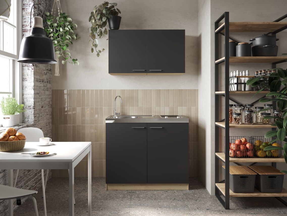 Respekta Merle Küchenmöbel- Set 4 – versch. Ausführungen -schwarz | 04262421977873