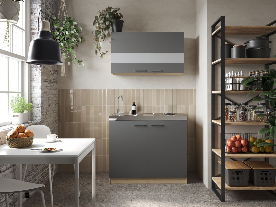 Merle K&uuml;chenm&ouml;bel - versch. Ausf&uuml;hrungen -Set 5 -grau - Bild 1