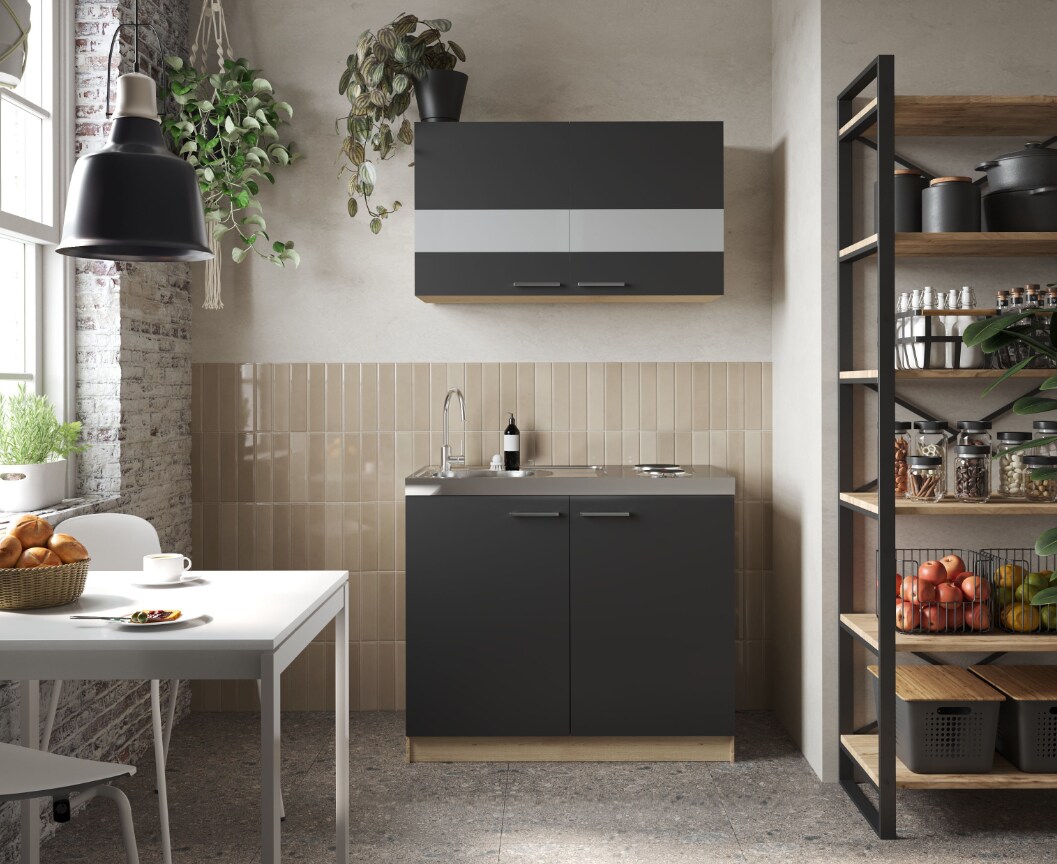 Merle Küchenmöbel - versch. Ausführungen -Set 5 - schwarz