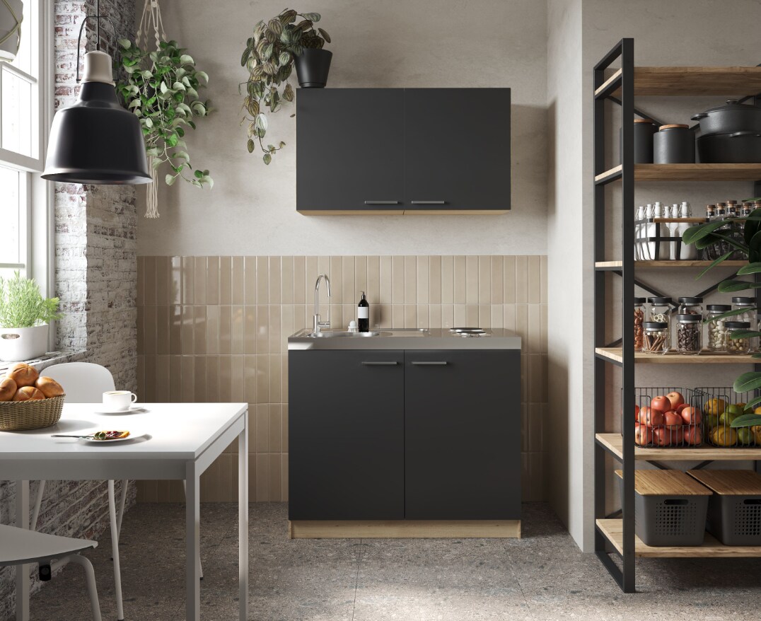 Merle Küchenmöbel- Set 6 - versch. Ausführungen - schwarz