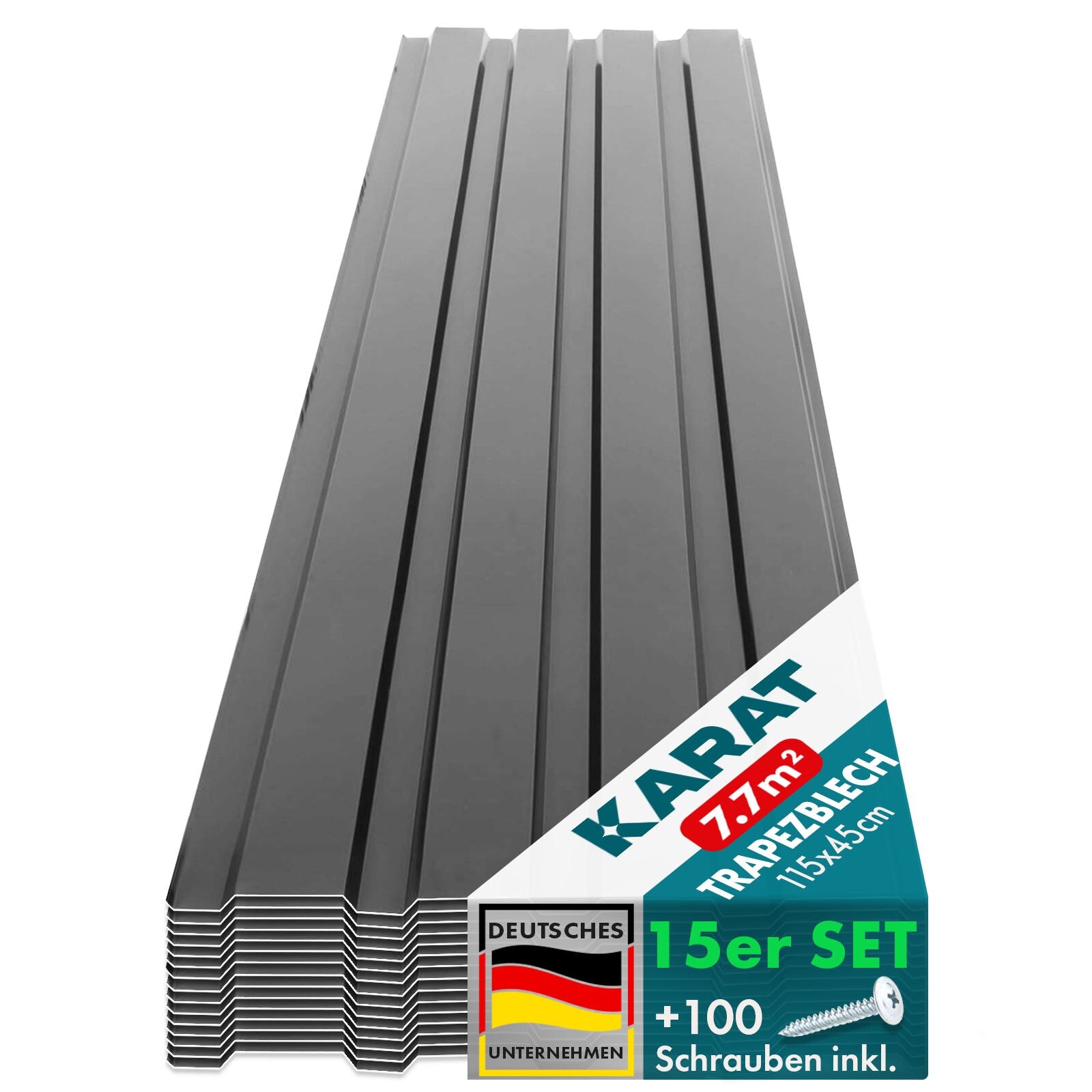 Karat homeliving Trapezblech Wand- & Dachverkleidung Profilblech Dunkelgrau 15 Stück