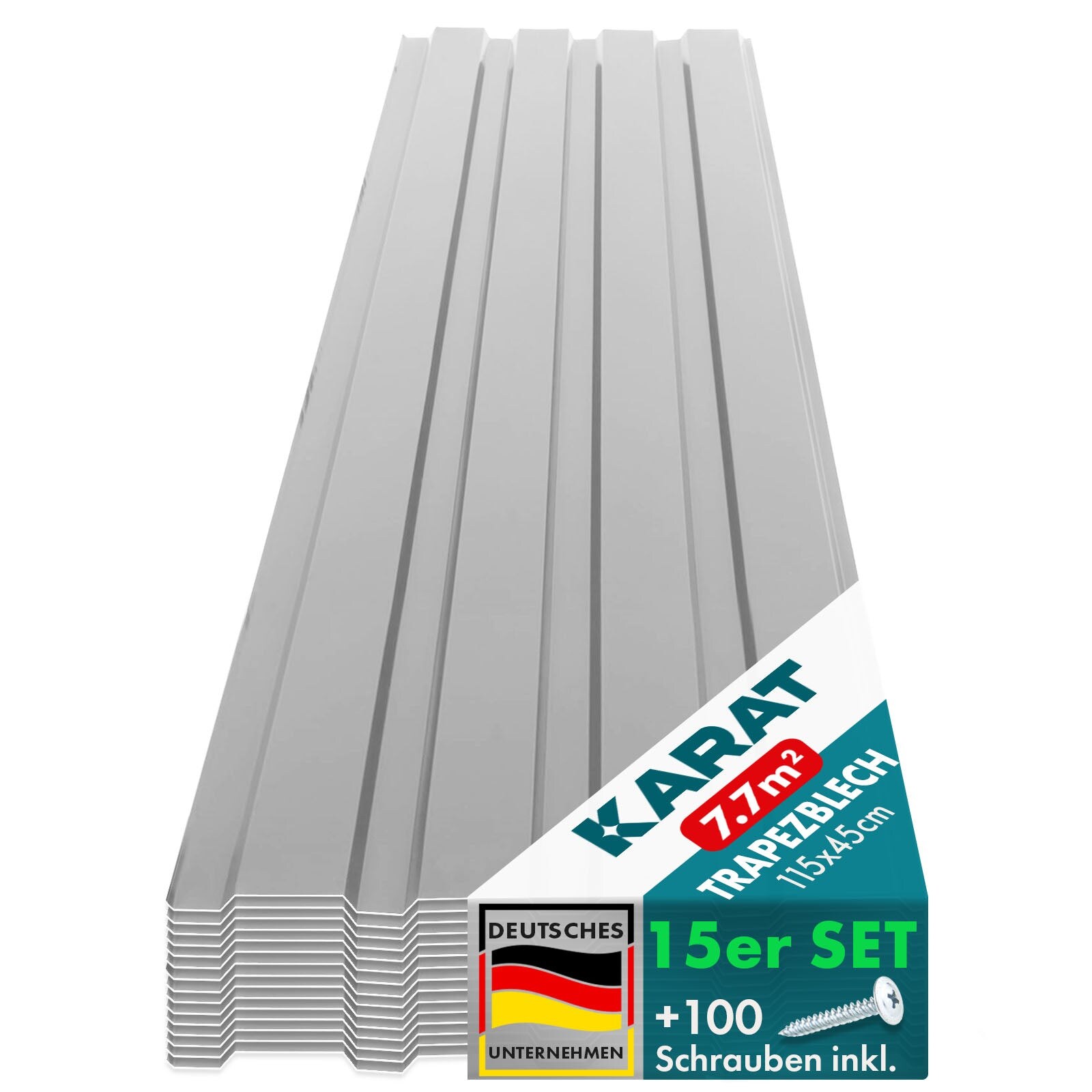 Karat homeliving Trapezblech Wand- & Dachverkleidung Profilblech Hellgrau 15 Stück