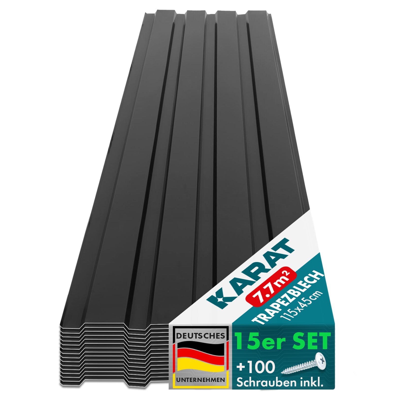 Karat homeliving Trapezblech Wand- & Dachverkleidung Profilblech Schwarz 15 Stück