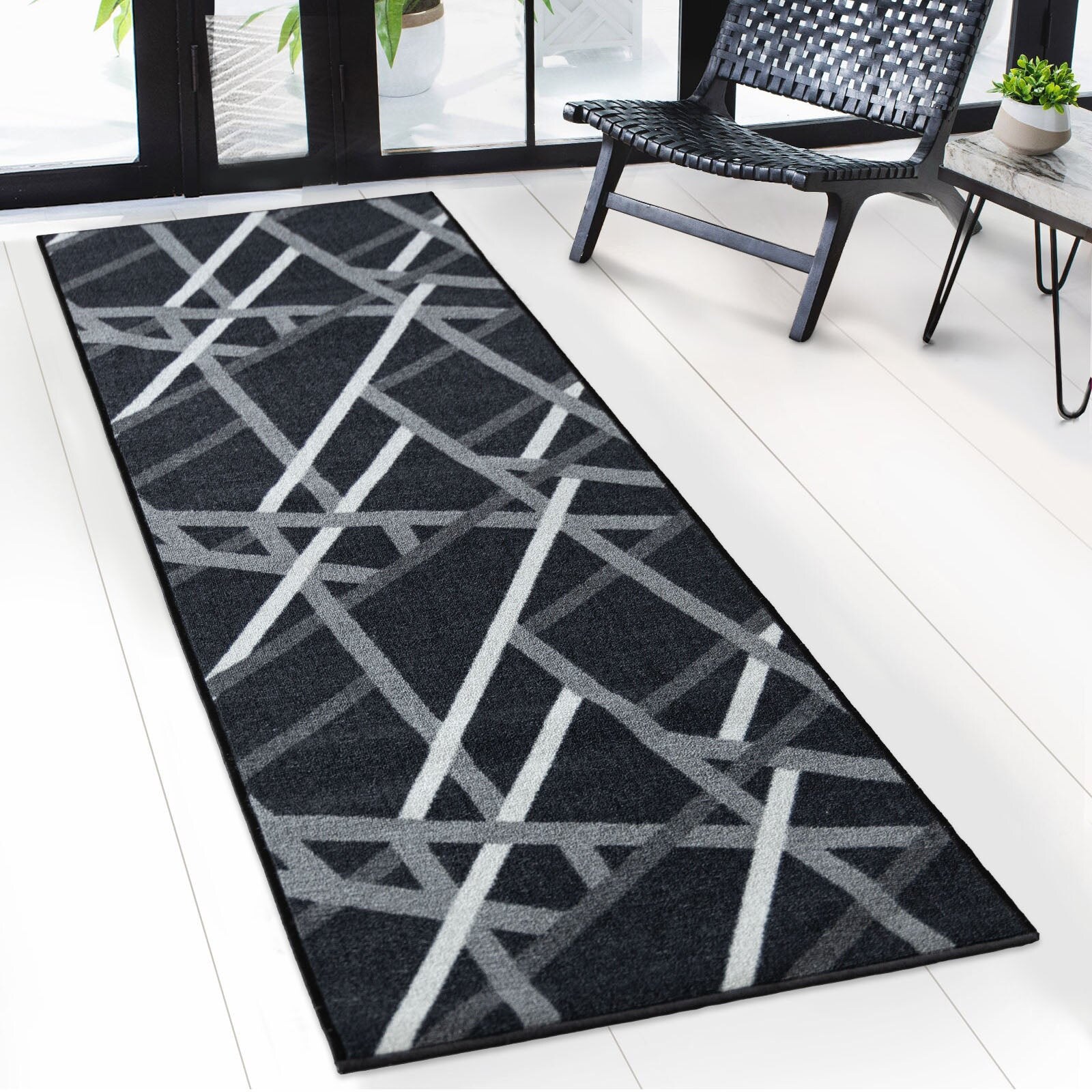 Floordirekt Teppich-Läufer nach Maß Printed Anthrazit mit Streifen
