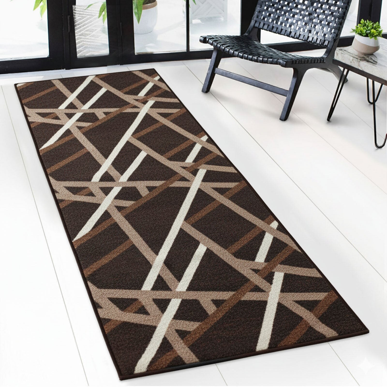 Floordirekt Teppich-Läufer nach Maß Printed Braun mit Streifen