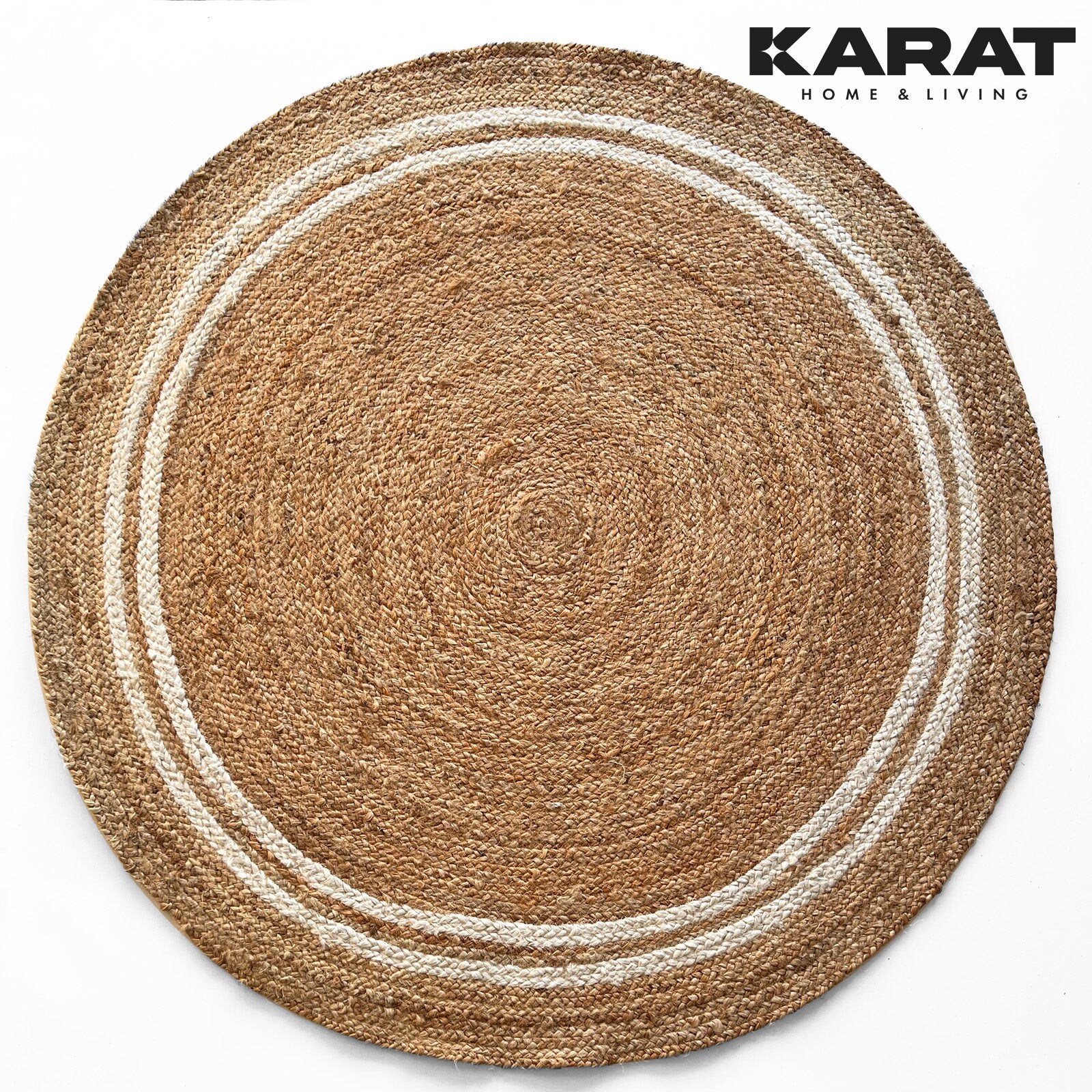 Karat homeliving Jute-Teppich Mumbai Rund Handgewebt Aus Naturfasern