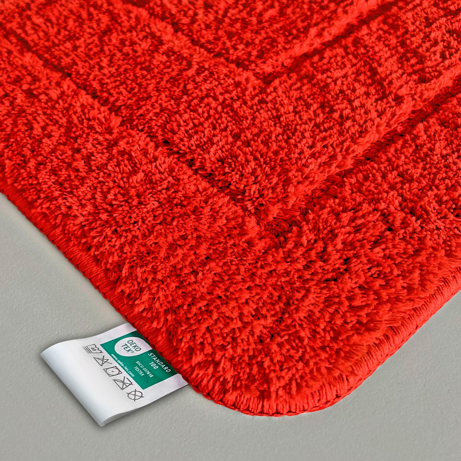 Karat homeliving Badematte Atlantis | Reckteckig | Rutschhemmende R&uuml;ckseite | Rot - Bild 1