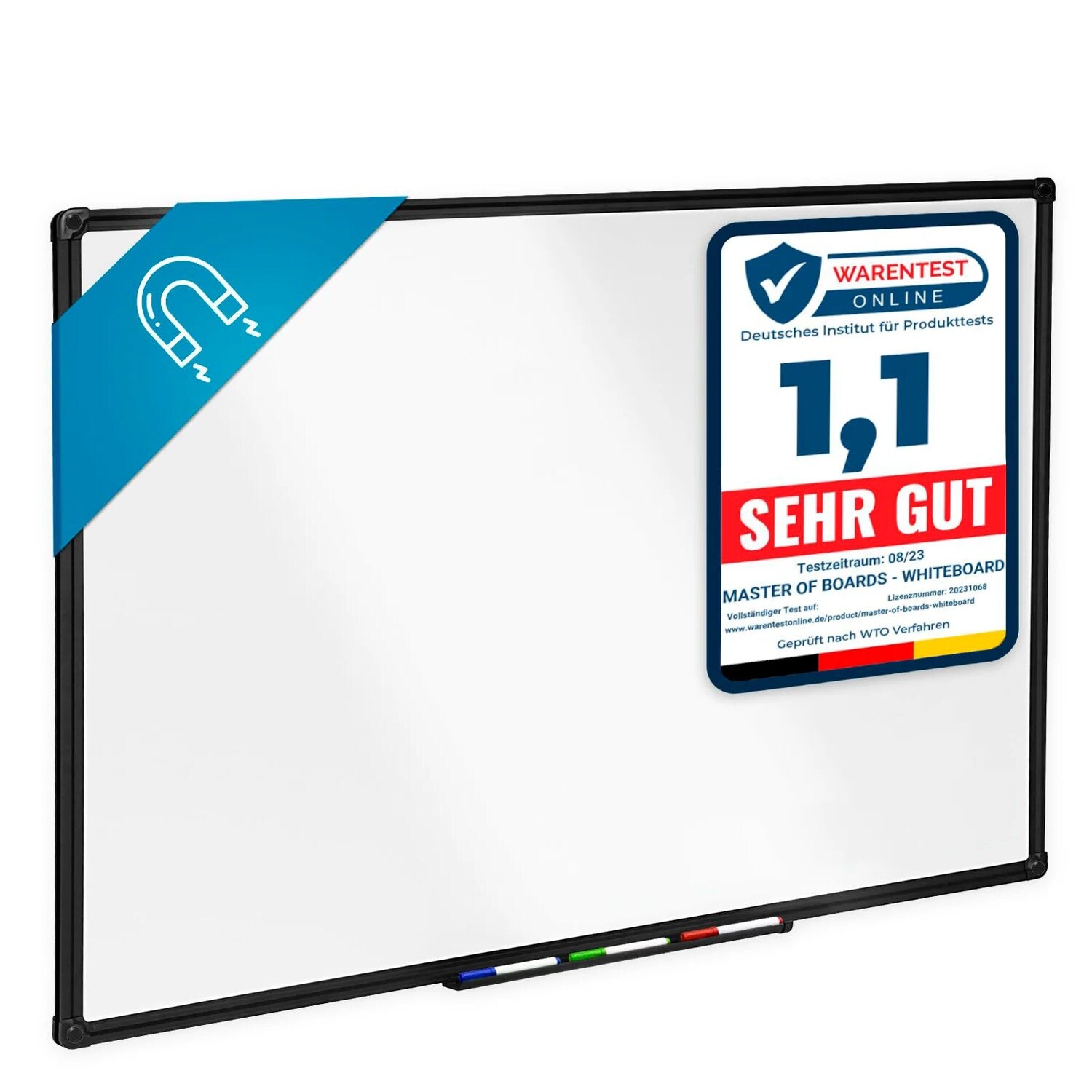 Karat office Whiteboard Onyx Speziallackiert Kratzfest & magnethaftend Schwarzer Rahmen