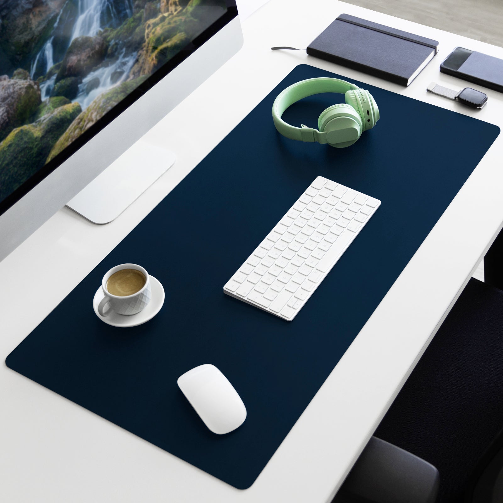 floordirekt Schreibtischunterlage | Nero | Pflegeleichtes, weiches Kunstleder | Blau - Bild 1