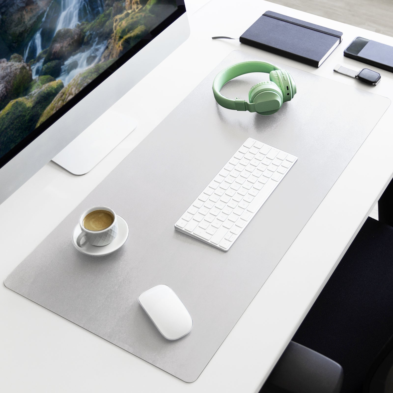 floordirekt Schreibtischunterlage | Nero | Pflegeleichtes, weiches Kunstleder | Wei&szlig; - Bild 1