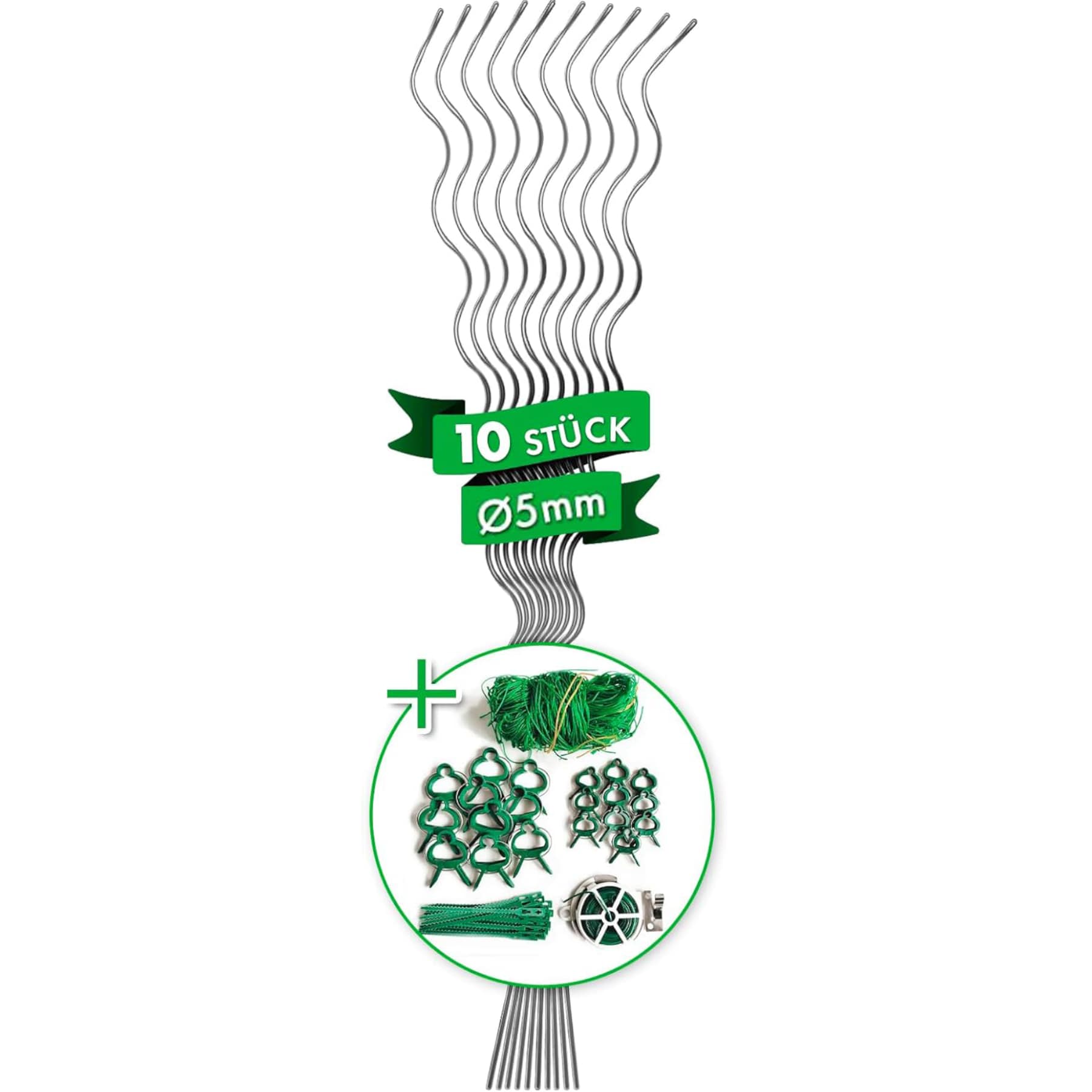 Karat Tomatenspiralst&auml;be oder Pflanzst&auml;be 10er Set inkl. Zubeh&ouml;rset | Tomatenspiralst&auml;be - Bild 1