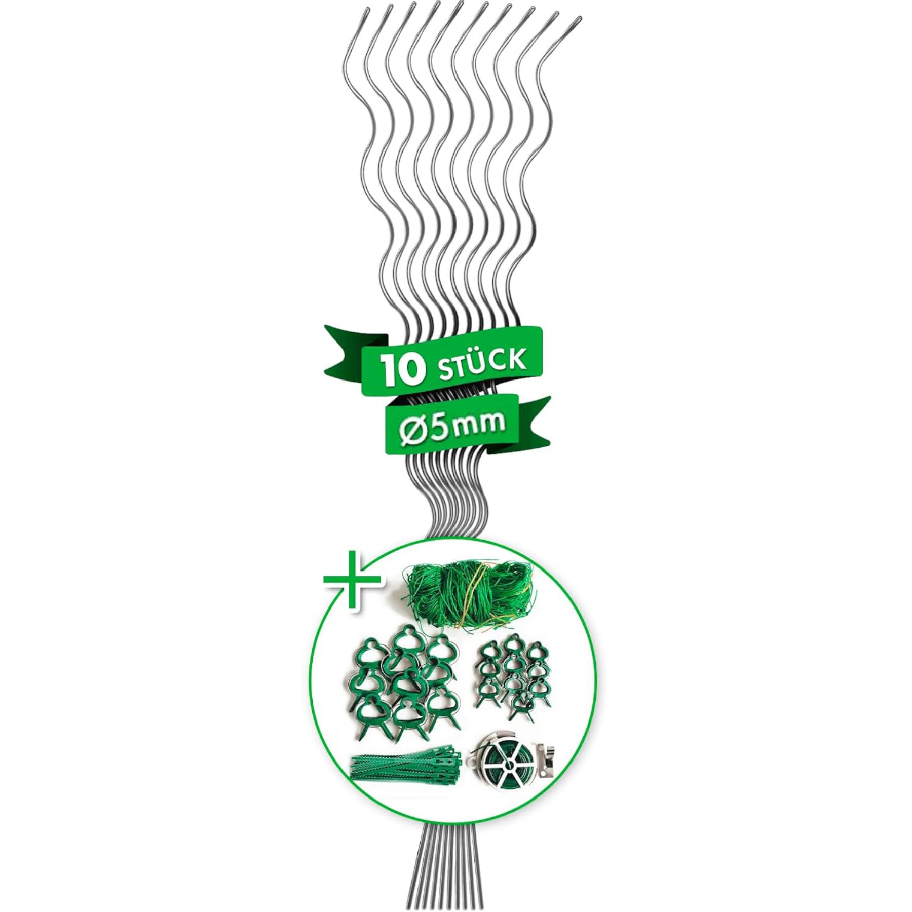 Karat Tomatenspiralst&auml;be oder Pflanzst&auml;be 10er Set inkl. Zubeh&ouml;rset | Tomatenspiralst&auml;be - Bild 1