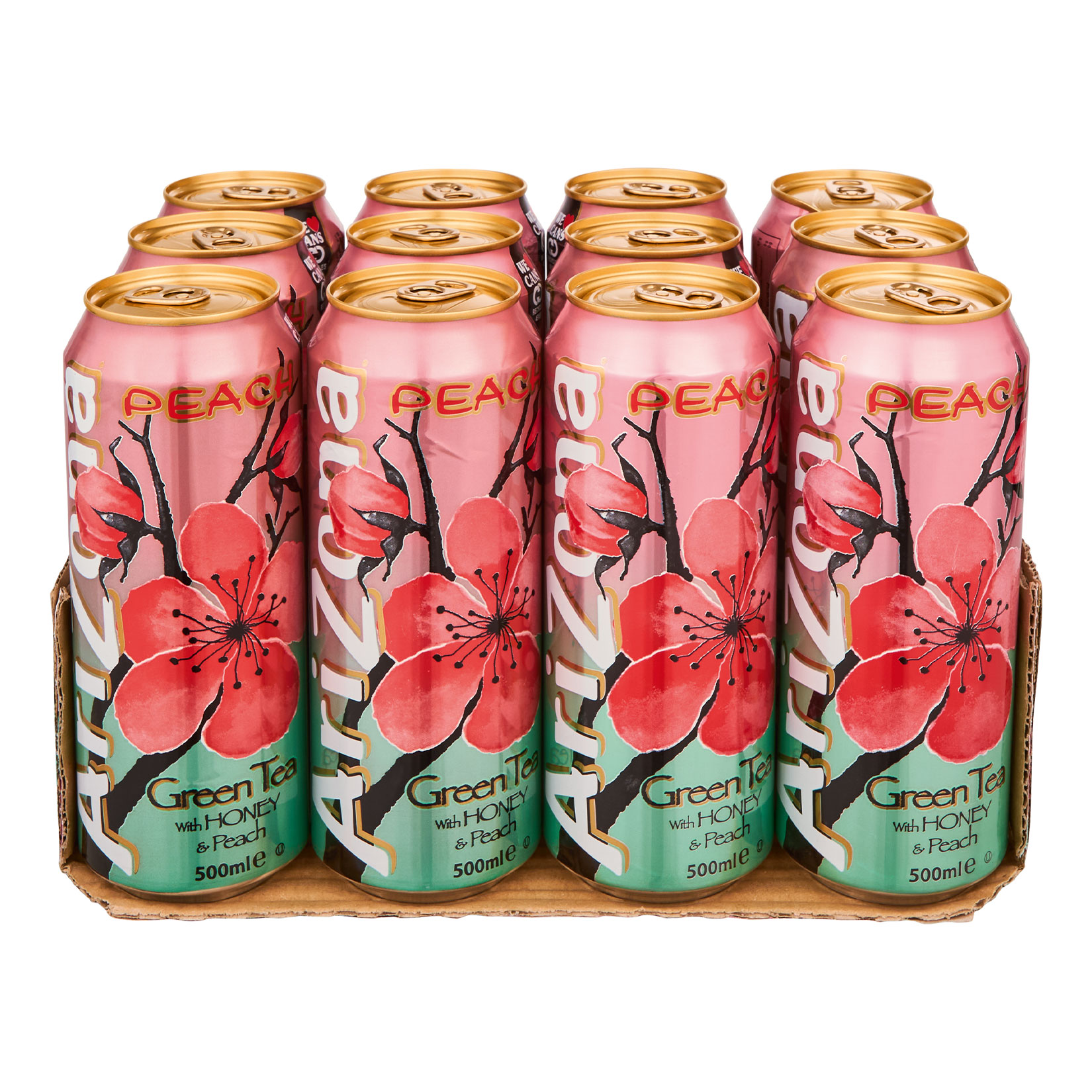 Arizona Honey & Peach Green Tea 0,5 Liter Dose, 12er Pack - Bild 1