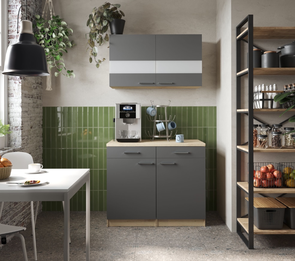 Respekta Erg&auml;nzungset ca. B 100 cm Holz/Glast&uuml;ren- versch. Ausf&uuml;hrungen- grau - Bild 1