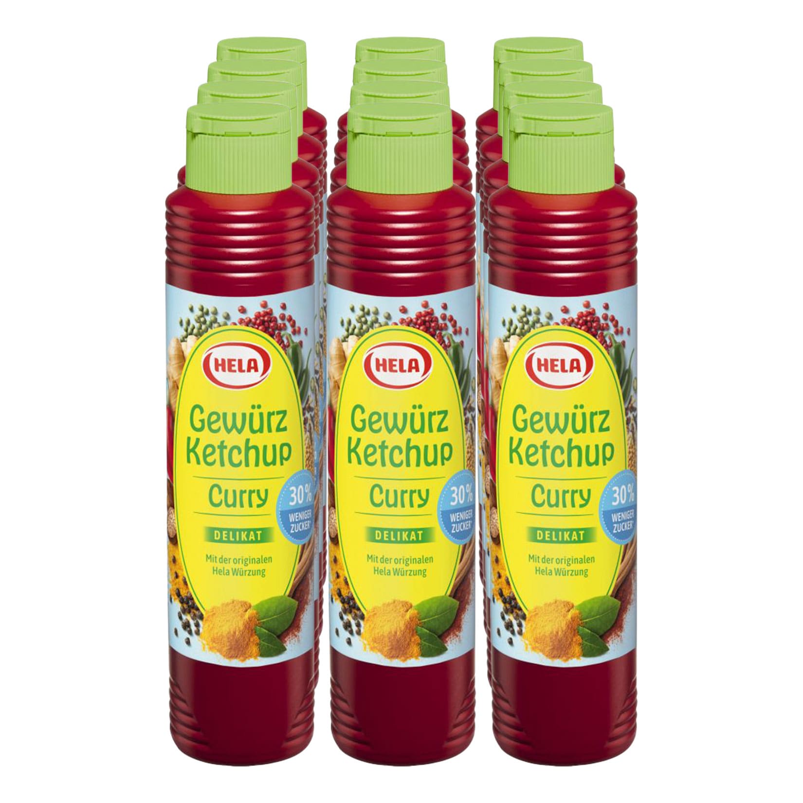 Hela Gew&uuml;rz Ketchup Curry delikat 30% weniger Zucker 800ml, 12er Pack - Bild 1