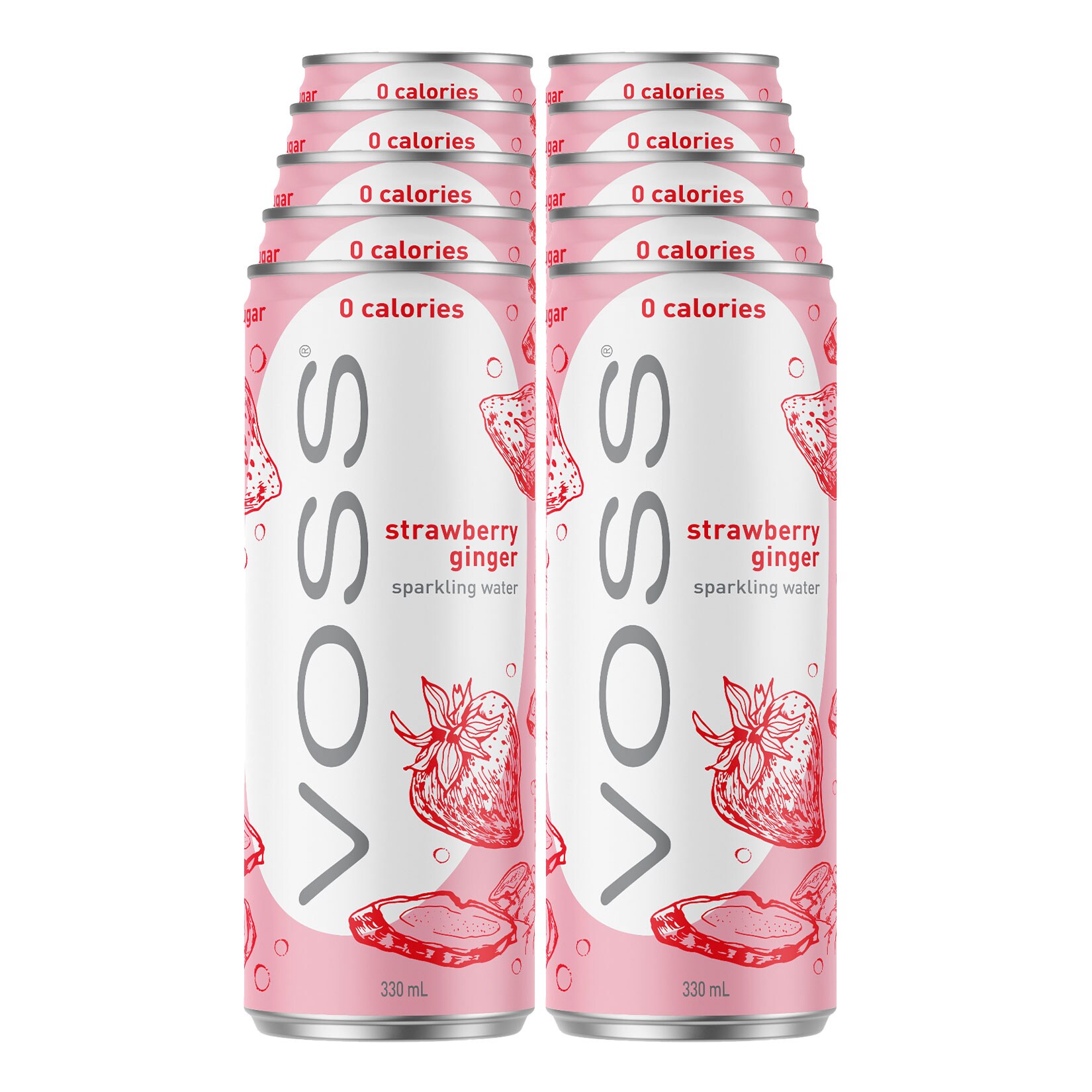Voss Sparkling Water Strawberry & Ginger 0,33 Liter Dose, 10er Pack - Bild 1