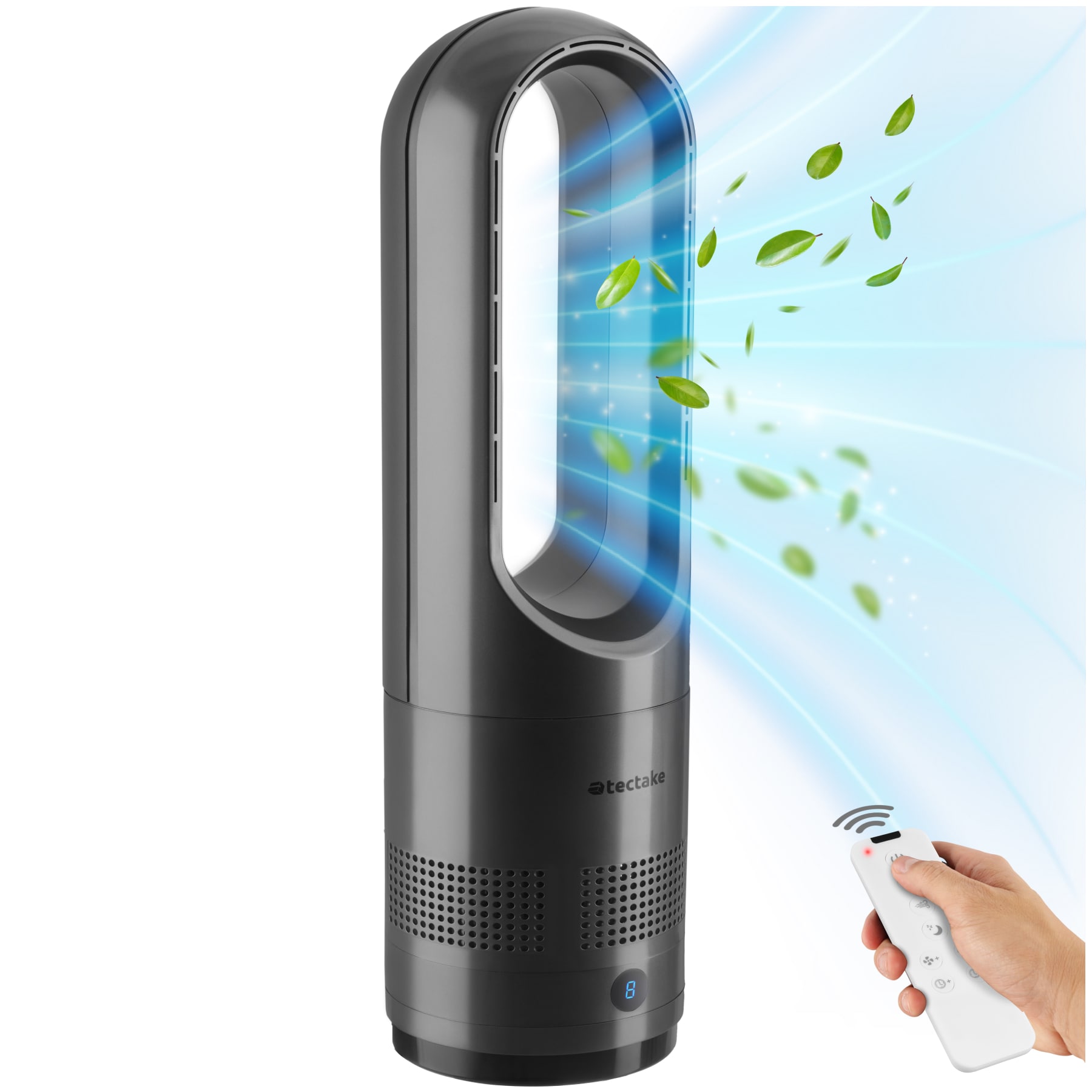 tectake&reg; Turmventilator, 80&deg; Oszillation, 20 W, mit Timer-Funktion, 14,5 x 55,5 cm, inklusive Fernbedienung - Bild 1