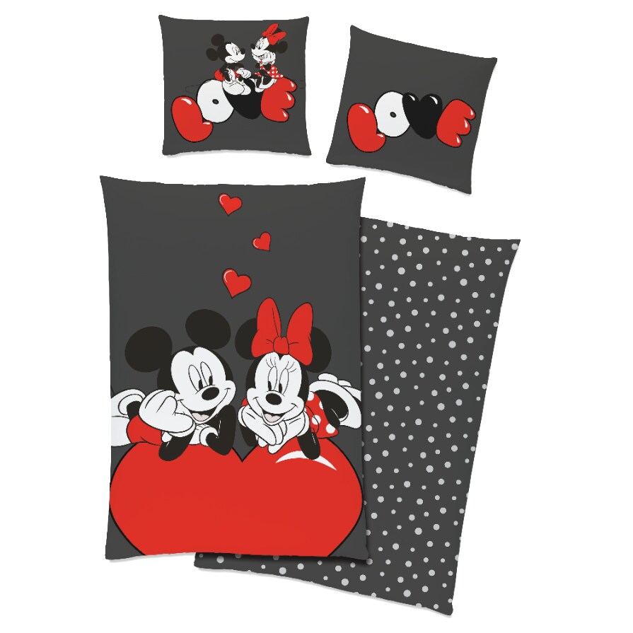 Bettw&auml;sche Lizenz 2tlg. Disney -versch. Ausf&uuml;hrungen - Bettw&auml;sche Mickey Minnie Love - Bild 1