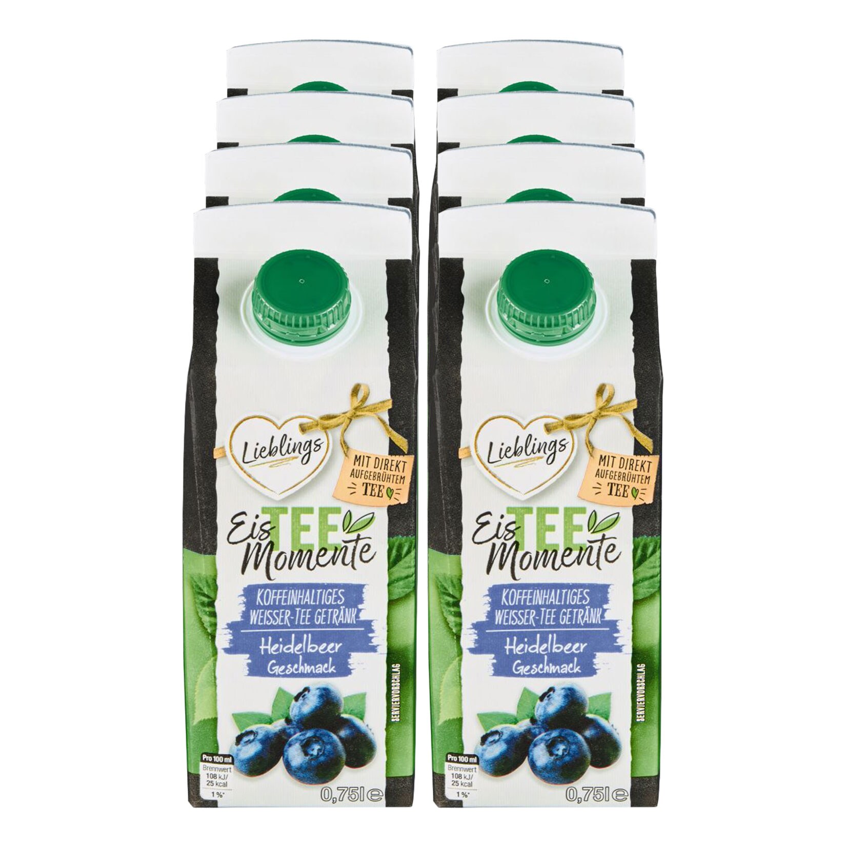 Lieblings Eistee Wei&szlig;er Tee Heidelbeere 0,75 Liter, 8er Pack - Bild 1
