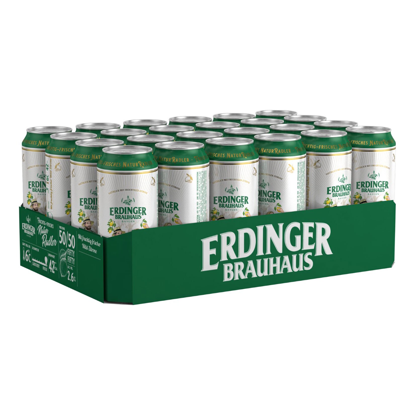 Erdinger Brauhaus Natur Radler 2,6 % vol 0,5 Liter, 24er Pack - Bild 1