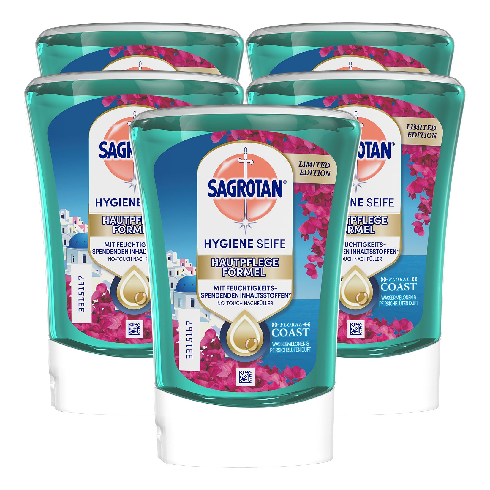 Sagrotan No-Touch Nachf&uuml;ller Summer Limited Edition 250 ml, 5er Pack - Bild 1