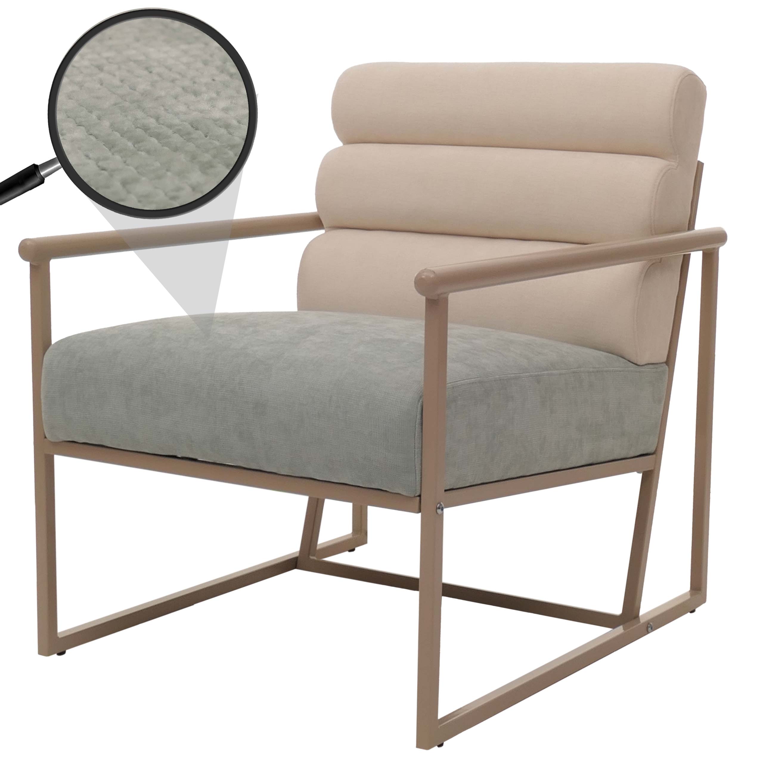 Lounge-Sessel MCW-O38, Cocktail-/Polstersessel Clubsessel, Stoff/Textil (420 g/m&sup2;) Metall MVG ~ beige, Polster blau-gr&uuml;n - Bild 1